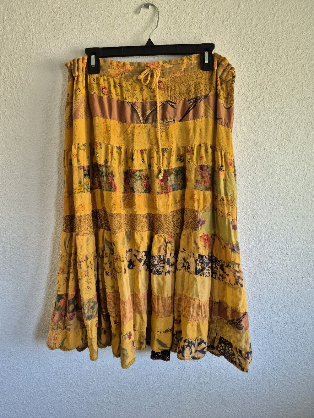 Anu Yellow Multi Floral Boho Maxi Skirt Flowy Womens Size M French Provence